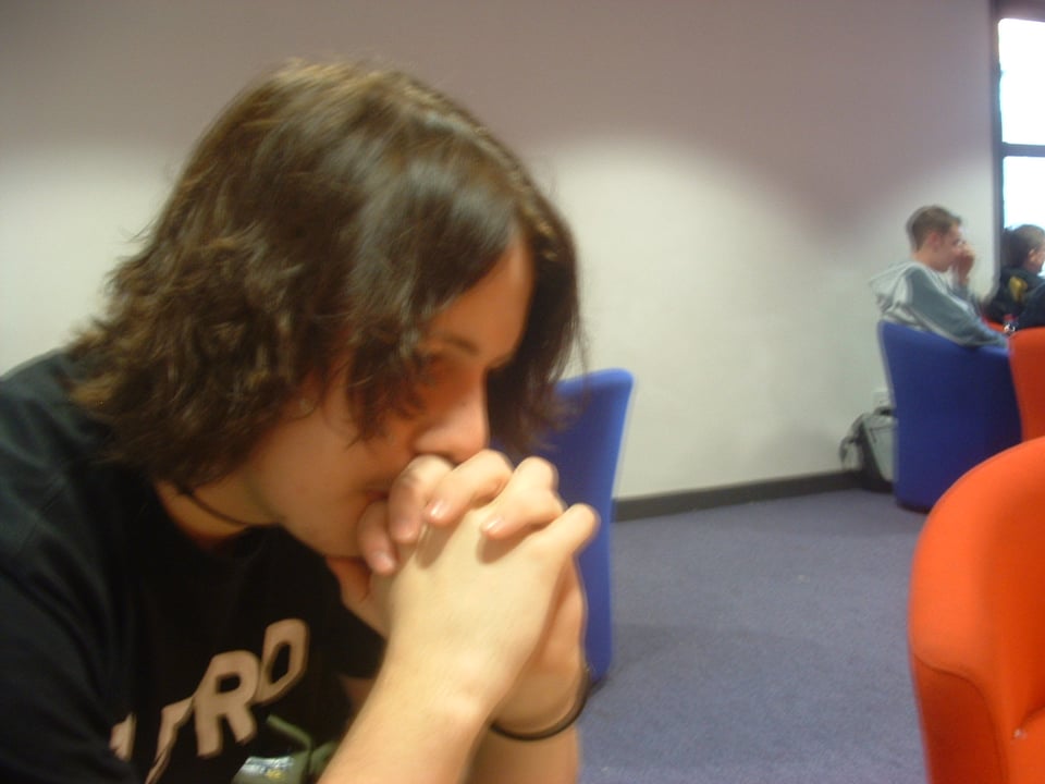 Skate t-shirt: CHECK. Choker and bracelet: CHECK. Hair dyed-black: CHECK.