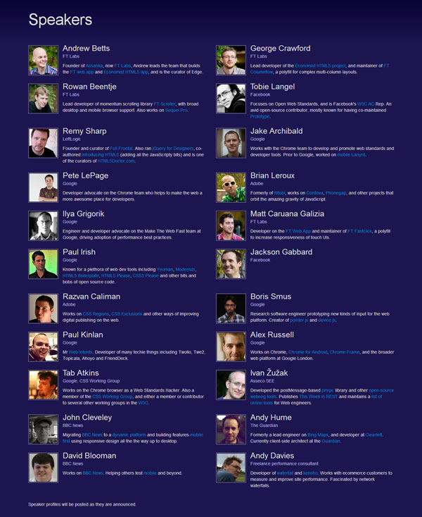 The lineup (as of 3rd January 2013) of speakers at Edge Conference